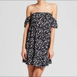 Mossimo Black Floral Off-The-Shoulder Dress
